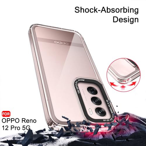 Image of TheGiftKart Hybrid Shockproof Back Cover Case for Oppo Reno 12 Pro 5G | Stylish Camera Border | Electroplated Buttons | Crystal Clear Hard Back Cover Case (TPU & PC, Transparent Bumper)