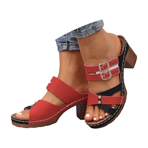 Chaussures d'été pour femme avec sandales compensées et talon bloc