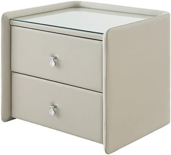 Nightstand Double Drawer Storage Cabinet Bedside Table Modern Living Room Bedroom Storage Drawer Wooden Bedside Table Shelf Bedside End Table