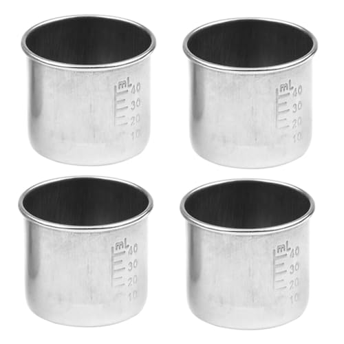 VILLCASE Set 4 Pezzi Contenitori per Medicinali in Acciaio inossidabile 304 da 40Ml Misurino Graduato Resistente al Calore Tazze per Pillole Multifunzione per Uso Domestico e Laboratorio