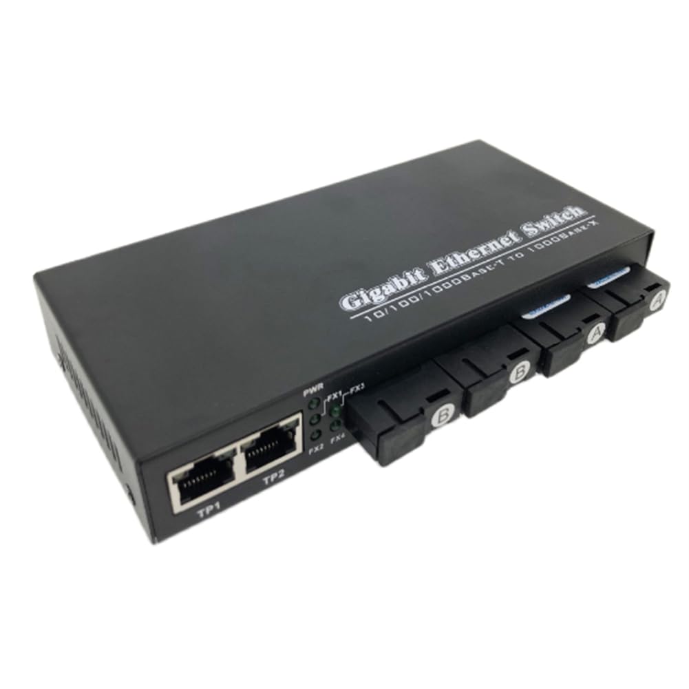 Convertisseur de Média Optique 1000M 4 SC vers 3 RJ45 Gigabit Fibre Optique Transceiver 2A&2B Ports 1310nm/1550nm Commutateur Prise UE