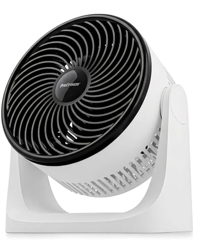 Pro Breeze AirFlo Mini Ventilador de Mesa Potente y Silencioso, Ventilador Portatil Pequeño con 3 Velocidades, de Sobremesa con Inclinación 90° para Escritorio, Hogar y Oficina - Blanco