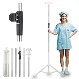 Frebuta IV Pole,48 to 85Inch IV Stand Floor with 4 IV Bag Holder Stand Portable Telescopic Extension Pole Stabilizing Tripod Stainless Steels Pipe Travel Iv Transfer Pole Heavy Duty Strudy Durable