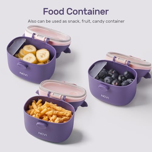 Image of NCVI Baby Formula Dispenser On The Go, Formula Container To Go, Formula Holder for Travel, Outdoor Picnic with Baby Infant, Portable Container for Milk Powder, Snacks, Candy, Fruits (Purple)