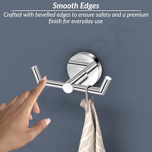 Image of Plantex 304 Grade Stainless Steel Bathroom Hooks for Hanging Towel and Clothes in Bathroom /Washroom - Oreo (Chrome)