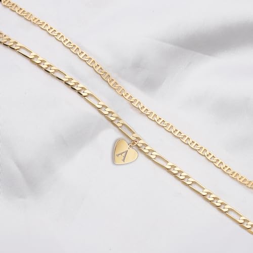 YANODA Personalized Gold Ankle Bracelets for Women - Waterproof 14k Real Gold Filled Layered Figaro Initial Anklets for Summer Style and Unique Gifts - Image 6