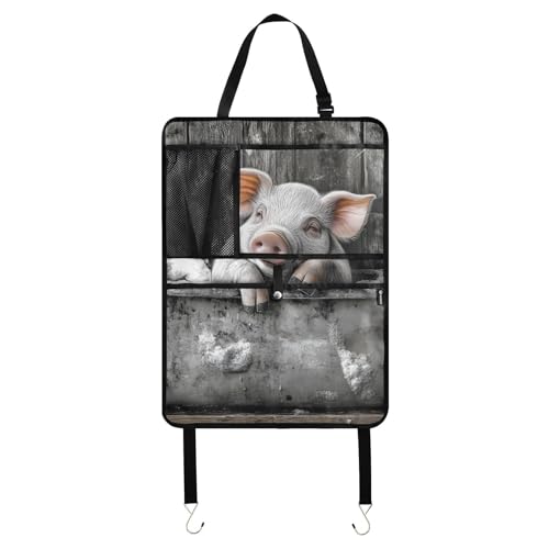 XYMZR Pig Bathtub Cute Car Backseat Organizer, Fashion Seat Back Protectors Kick Mats with Storage Pockets for SUV Minivan or Truck Seats