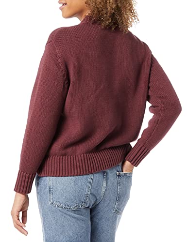 Daily Ritual Women's Oversized Long-Sleeve Boxy Crewneck Sweater, Burgundy, Large #TOP3