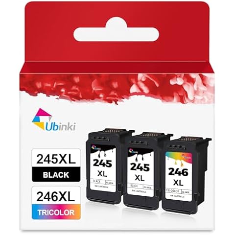 Ubinki 245XL 246XL Ink Cartridge (2 Black and 1 Color,3-Pack) Compatible for Canon Ink 245 and 246 XL combo to TR4500 MX490 MG2522 MX492 TR4520 TS3322 TR4522 TS3122 TS3300 MG2522 TS3320 TS3100 Printer Cover