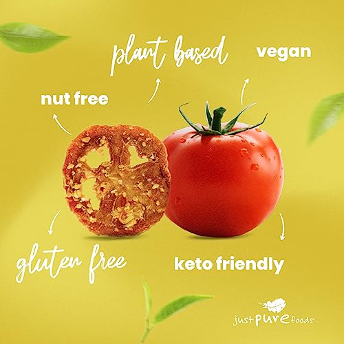 Just Pure Foods Tomato Chips 8 Pack - Tasty Crunchy Low Calorie Vegan Non Gmo Gluten Free Allergens Free Keto Paleo Nutrient Rich Never Fried, 3 Jalapeño, 3 Cheese, 2 Barbecue Bag Flavors #TOP3
