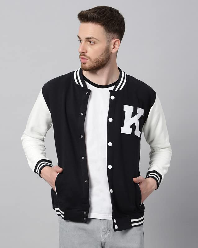 Image of BE SAVAGE Men's Cotton Blend Standard Length Varsity Jacket