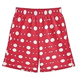 ALAZA Fashion Red Polka Dot Boys Athletic Shorts Casual Shorts with Pockets Bottom Pants Summer Athletic Running Shorts 9-10 Year