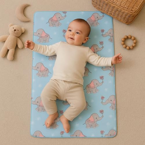 Image of Zikku Printed Dry Sheets for Baby Medium Size Soft |Comfortable |Extra Absorbency|Fast Dry (100x70 cm, Blue, Elephant Print)