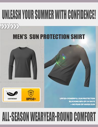 Long Sleeve Rash Guard for Men: Dri Fit Sun Protection UPF 50+ Uv Cooling Moisture Wicking T-Shirt for Workout3
