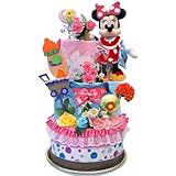 ディズニー オムツケーキ 女の子 可愛い赤ちゃんのためのプレゼント 出産祝い おむつケーキ ミニーマウス テ－プタイプ 46枚３段 内祝い Diaper Cakes DK3012RED-M