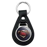 Black Leather Justice League Movie Superman Logo Keychain