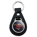 GRAPHICS & MORE Black Leather Justice League Movie Superman Logo Keychain