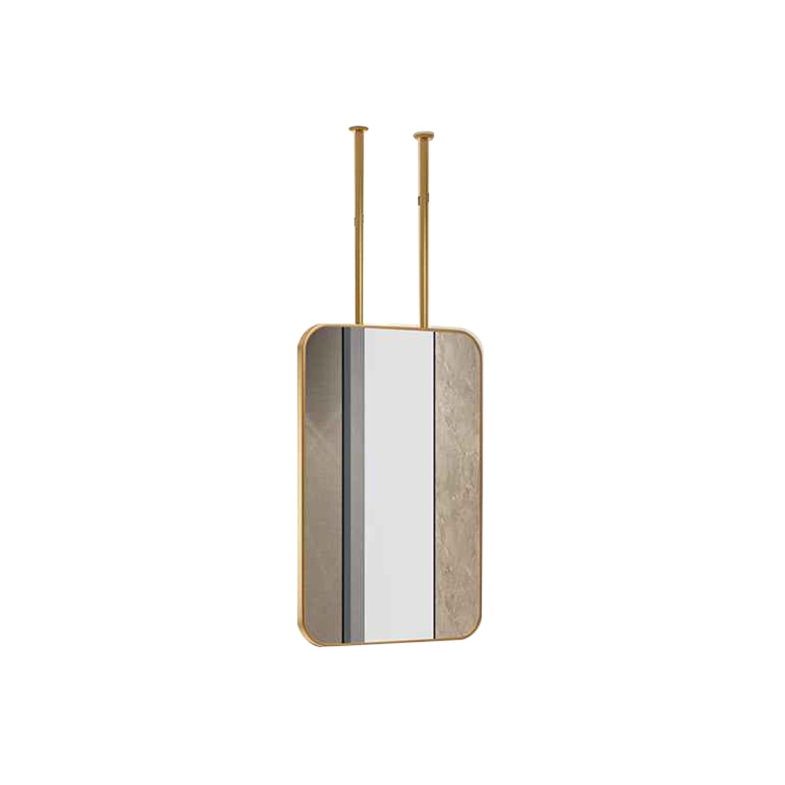 XTGDIEM Rectangular Suspended Mirror For Hallways, Bathrooms, And Vanities (suitable For Grooming/shaving); Customizable Metal Suspension Rod(Gold,40x60cm)