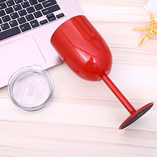 Copo de vinho de aço inoxidável LIOOBO com isolamento térmico de parede e tampa