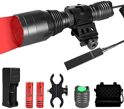 Linternas Para La Caza Windfire Linterna de caza profesional 1500 lúmenes Kit de linterna nocturna de caza con luz roja con interruptor de...