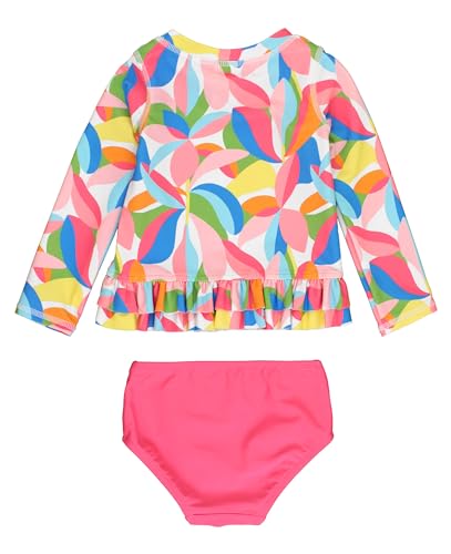 RuffleButts Baby/Toddler Girls Ruffle Hem Rash Guard 2-Piece UPF50+ Sun Protected Swimsuit2