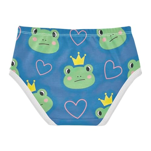 Cute Green Frog Crown Blue Panties Little Girl Toddler Underwear Floral Cotton Colorful Kids Undies Briefs 2t2