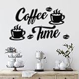 7 Pieces Coffee Sign Hanging Wall Art, Coffee Sign Wall Decor with Coffee Beans and Coffee Cups Sign for Coffee Bar Home Office Kitchen（ Coffee Time )