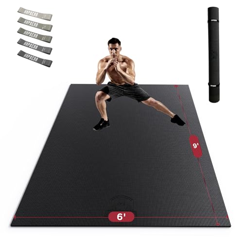 HAPBEAR Extra Large Exercise Mat-6'x9'x8mm(1/3 inch), Non-Slip, Ultra Durable, Thick Workout Mats for Home Gym Flooring Cardio, Yoga Mats for Fitness, High-Density Exercise Mat, Shoes-Friendly - image 1