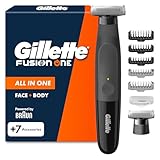 Gillette Fusion One Rasoio Elettrico Uomo Barba e Corpo, 3 Pettini Barba (1,2,5mm) e 1 Pettine Corpo, Testina Oscillante, Lama Ricambio, Impermeabile, Senza Fili, 45 Min Autonomia, Tecnologia Braun