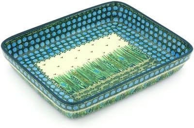 Polmedia Polish Pottery Rectangular Baker UNIKAT - Prairie Land Pattern Handmade in Boleslawiec Poland by Ceramika Artystyczna + Certificate of Authenticity