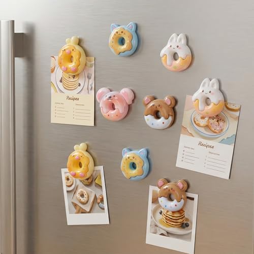 10 piezas imanes donuts decorativos para nevera miniatura 4
