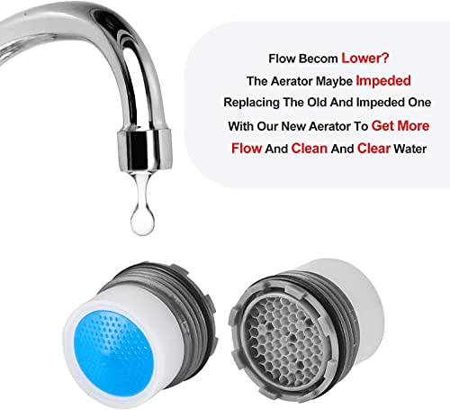 5 Pieces Faucet Aerator - Insert Water Tap Aerators Faucet Flow Restrictor Replacement Parts For Bathroom Or Kitchen, 1.2Gpm，16.5Mm/0.64Inch #TOP3