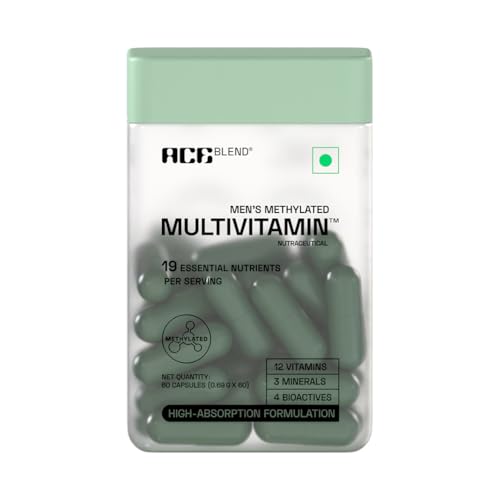 Ace Blend Multivitamin Tablets for Men | Pack of 120 | Methylated Multivitamin with 19 Essential Nutrients | Quatrefolic, MenaQ7 & Vitashine D3 | Supports Energy, Immunity, Focus & Heart Health