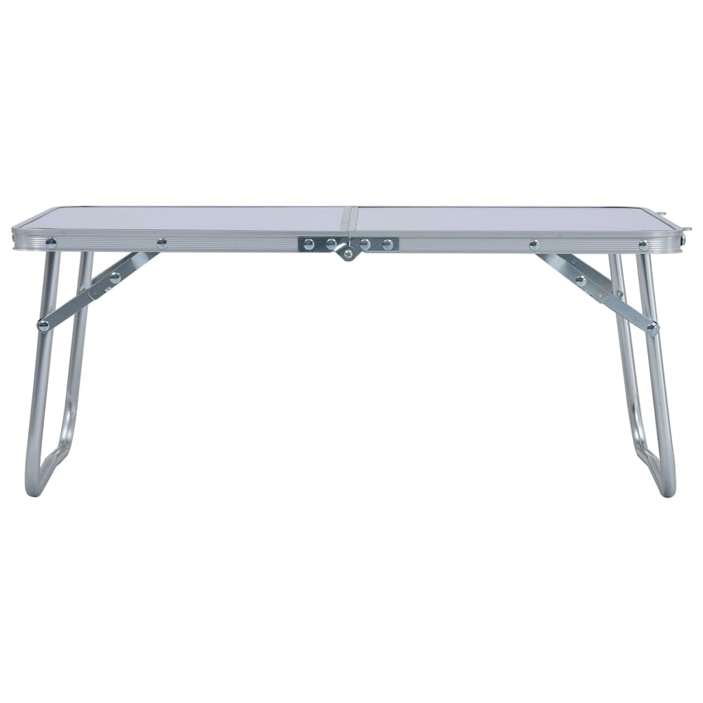 Artykuły sportowe - Rekreacja na świeżym powietrzu - kemping i piesze wycieczki - meble kempingowe składany stół kempingowy biały aluminium 60x40 cm
