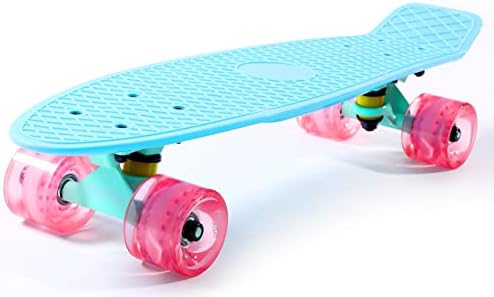Cruiser Skateboard for Kids Ages 6-12 Completed Skateboards for Girls Boys Beginners, Gift Idea Mini 22" Plastic Skate Board