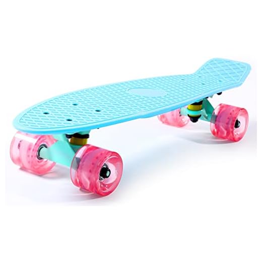 Cruiser Skateboard for Beginners, Complete Skate Board 22 Inch for Kids 6-12, Girls Mini Skateboard with LED Light Up Wheels