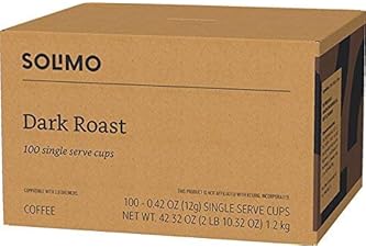 Amazon Brand - 100 Ct. Solimo Dark Roast Coffee Pods, Compatible with Keurig 2.0 K-Cup Brewers