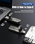 Vansuny 1TB Portable External Hard Drive Up to 500MB/s USB Solid State Drive USB 3.2 Dual SSD for Android Phone Tablet Laptop MacBook PC