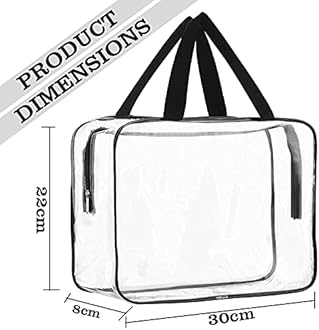 TULMAN 2 Pack PVC Transparent Travel Toiletry Bag – Cosmetic Makeup Organizer, Handbag & Kids Toy Storage, Durable Storage Pouch for Travel Essentials & Cosmetics – 30x22x8 CM