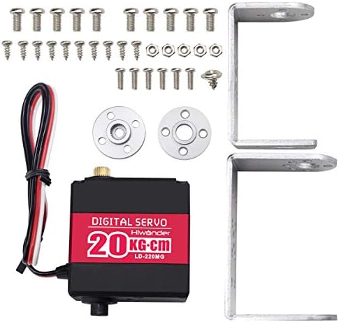 LD-220MG 20kg High Torque Full Metal Gear Digital Servo with Dual Ball Bearing, Aluminium Case, Metal Servo Horn, Metal Bracket for Robot(Control Angle 180)