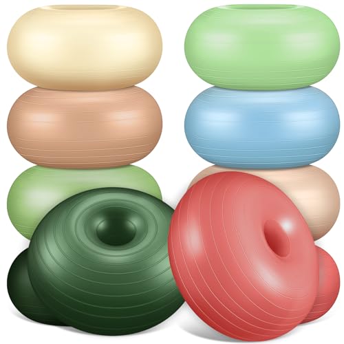 Libima Flexible Sitzgelegenheiten für Klassenzimmer, aufblasbare Yoga-Ballstühle mit Pumpe, Donut-Übungsball, Stuhlkissen für Büro, Balance- und Stabilitätstraining, Heim-Fitness-Studio (helle Farbe