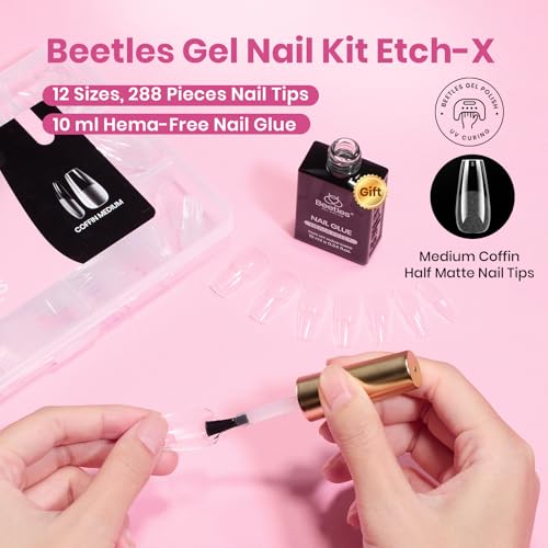 Image of Beetles Gel Nail Kit Coffin Medium, 288pcs 12 Sizes Nail Tips with Glue