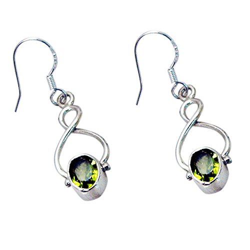 Boucles d'oreilles tige péridot argent massif bijoux femme faits main