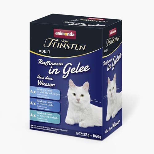 animonda Vom Feinsten Adult Raffinesse Katzenfutter in Gelee, Mixpack aus dem Wasser (12 x 85 g), Nassfutter mit Taurin und Vitamin D3, ohne Zusatz von Zucker, Soja und Getreide