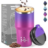 HoneyHolly Termos Caffè 600 ML, Tazza termica Riutilizzabili Prova di Perdite, Bicchiere Termico, Acciaio Inox 304, Travel Mug per Caffè Caldo e Freddo, Latte e Tè