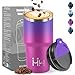 HoneyHolly Termo Cafe 600 ML, Reutilizables, Vaso Termico Cafe Antigoteo para Coche, Acero Inoxidable 304, Taza Termica Para Llevar, Termo Café Hermético para Café Frío y Caliente, Leche y Té
