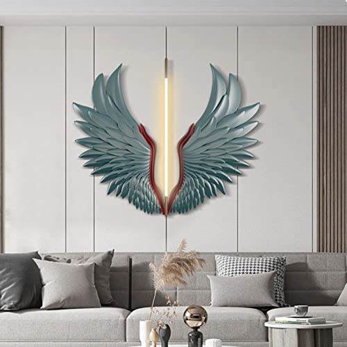 Decoración de pared de alas de ángel, estilo vintage, alas de metal colgantes, decoración de pared artística de ángel, escultura de pared de Halloween para sala de estar interior y exterior (green ) Cover
