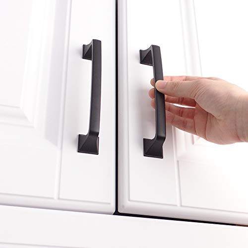 Koofizo Big Square Foot Cabinet Arch Pull - Black Furniture Handle, 5 Inch/128mm Screw Spacing, 10-Pack for Kitchen Cupboard Door, Bedroom Dresser Drawer, Bathroom Wardrobe Hardware - Thumbnail 6
