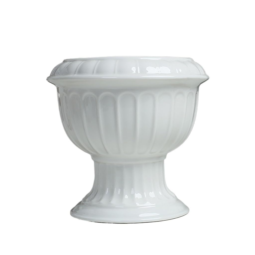 GELASIGE Flower Pots Creative Succulent Flowerpots, White Home Balcony Flowerpots, Hydroponic Green Plant Ceramic Flowerpots Outdoor Flower Pots(L)