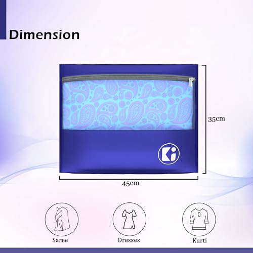 Image of Kuber Industries (Pack of 3) Waterproof Clothes Organizer | Saree & Dress Organizer For Wardrobe | Parachute Travel Storage Bag | Blue